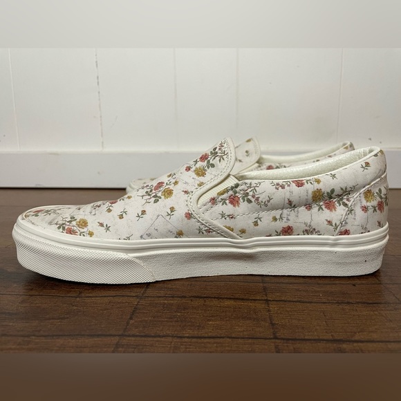 Vans Women Size 9 Men 7.5 Classic Slip On Floral Marshmallow Canvas Shoes EUC - Picture 8 of 8